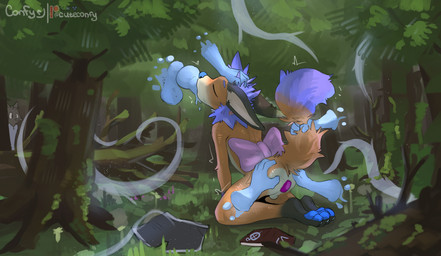 animal_genitalia butt butt_grab buttplug canine_genitalia disembodied_hand genitals ghost_hand hand_on_butt head_grab male nature nature_background oral oral_penetration pawpads paws penetration penis plug_(sex_toy) sex_toy solo translucent translucent_penis conditional_dnp cuteconfy canid canine fennec_fox fox mammal true_fox absurd_res hi_res