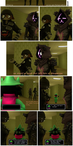 anthro armor armored_boots backroom beanie black_beanie black_body black_clothing black_hat black_headwear brown_body brown_fur clothing eyewear feathers female fur gauntlets glasses gloves green_clothing green_eyewear green_glasses green_hat green_headwear group hand_on_head hand_on_hip hands_on_back handwear hat headgear headwear hoodie looking_at_another looking_at_partner looking_confused male multicolored_body pink_scarf purple_clothing purple_glow purple_hoodie purple_topwear scarf sleeves talking_to_another talking_to_partner text tired topwear trio white_eyes wide_hips yellow_eyes yellow_light 5naptrap deltarune epic_games fortnite fortnite:_battle_royale the_backrooms undertale_(series) meow_skulls ralsei raven_team_leader bear bovid calico_cat caprine domestic_cat felid feline felis goat mammal ursine 3d_(artwork) absurd_res comic comic_sans digital_media_(artwork) english_text hi_res source_filmmaker_(artwork) url