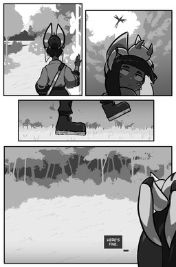 4_eyes biped bodily_fluids carrying_another clothed clothed_humanoid clothed_male clothing detailed_background dialogue eyes_closed feral forest grass_field hair hair_bun long_hair male male_humanoid missing_poster multi_eye on_head outside plant question_mark size_difference sweat sweatdrop text tree walking cuchuflin nintendo pokemon andre_(cuchuflin) spinny_(cuchuflin) generation_2_pokemon humanoid pokemon_(species) spinarak 2026 absurd_res comic digital_drawing_(artwork) digital_media_(artwork) english_text greyscale hi_res monochrome