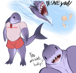 3_toes anthro asphyxiation bottomwear breath clothed clothing drowning feet fin flippers lifeguard male motion_blur musclegut muscular rescue scared shorts solo swimming swimming_trunks swimwear toes wet whistle_(object) worried jarnqk anon aquatic fish shark absurd_res digital_media_(artwork) hi_res
