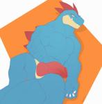 anthro anthrofied claws fangs genitals head_crest knot looking_at_viewer male muscular muscular_anthro muscular_male pecs penis pokemorph scales simple_background snout solo spines teeth amit nintendo pokemon uhin feraligatr generation_2_pokemon pokemon_(species) reptile scalie 2019 hi_res