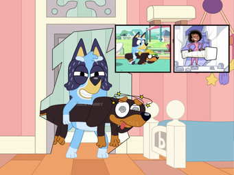 aged_up alternate_universe anthro battering_ram bed bedroom broken_door carrying_another dizzy door duo facial_hair female furniture future headache holding_another hole_in_wall impact male narrowed_eyes parody pose smile spiral spiral_eyes squint teeth tongue tongue_out jezz_panda bluey_(series) nickelodeon the_fairly_oddparents bluey_heeler snickers_(bluey) australian_cattle_dog canid canine canis cattledog dachshund domestic_dog herding_dog hunting_dog mammal pastoral_dog 4:3 hi_res