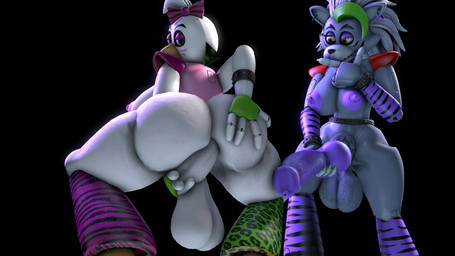 anal anal_penetration autopenetration backsack balls big_balls big_penis black_background blue_eyes breasts crossgender duo ftg_crossgender fti_crossgender fur genitals grey_body grey_fur gynomorph intersex knot masturbation nipples on_model penetration penile penile_autopenetration penile_masturbation penile_penetration penis penis_in_ass penis_in_own_ass simple_background white_body yellow_eyes rayhuma five_nights_at_freddy's five_nights_at_freddy's:_security_breach scottgames steel_wool_studios glamrock_chica roxanne_wolf avian bird canid canine canis chicken galliform mammal phasianid wolf 16:9 2022 3d_(artwork) digital_media_(artwork) source_filmmaker_(artwork) widescreen