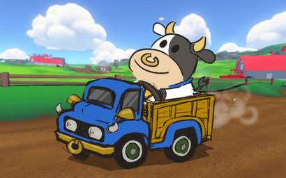 ambiguous_gender bell bell_collar black_body black_fur black_tail blue_car blue_collar collar dirt_road driving facial_piercing feral fur hooves horn nose_piercing nose_ring outside piercing ring_piercing smile solo steering_wheel tail truck vehicle white_body white_fur unknown_artist mario_bros mario_kart mario_kart_world nintendo moo_moo_meadows_cow bovid bovine cattle dairy_cattle holstein_friesian_cattle mammal digital_media_(artwork) hi_res official_art female_(lore)