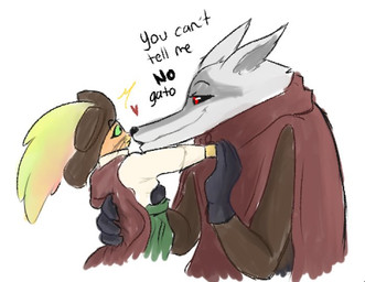 alternative_fashion anthro assertive assertive_male bottomwear cape cloak clothing coat dialogue dominant dominant_male duo ears_back emanata eye_contact facial_markings flirting fur gloves green_eyes grey_body grey_fur half-closed_eyes hand_holding handwear hat head_markings headgear headwear heart_symbol holding_another holding_partner looking_at_another male male/male markings mask_(marking) narrowed_eyes orange_body orange_fur pants pivoted_ears red_cape red_cloak red_clothing red_coat red_eyes red_topwear shirt side_view simple_background size_difference smile smirk surprised text topwear unexpected waist_grab white_background alessandro_(artist) dreamworks puss_in_boots_(franchise) death_(puss_in_boots) puss_in_boots_(dreamworks) canid canine canis domestic_cat felid feline felis mammal wolf