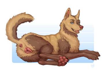 animal_genitalia animal_vulva anus aroused bedroom_eyes bodily_fluids butt canine_genitalia canine_vulva female female_feral feral fur genital_fluids genitals heterochromia in_heat multicolored_body narrowed_eyes open_mouth paws pink_nose pink_vulva presenting presenting_hindquarters raised_tail seductive simple_background solo tail two_tone_body vaginal_fluids vulva yellow_body yellow_fur syn-6 coffee_(despairdog) canid canine canis domestic_dog german_shepherd herding_dog husky mammal mixed_breed nordic_sled_dog pastoral_dog spitz digital_media_(artwork) hi_res