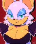 anthro bra breasts choker clothing eyeshadow female jewelry lipstick makeup narrowed_eyes necklace solo tight_clothing underwear wings softtibbies sega sonic_the_hedgehog_(series) rouge_the_bat bat mammal 5:6 absurd_res hi_res