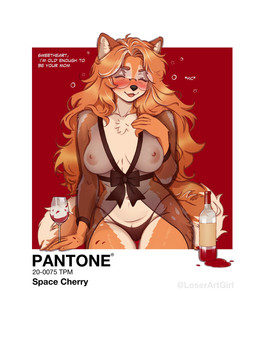 alcohol anthro areola beverage big_breasts black_bow black_clothing black_nose black_panties black_underwear blush blush_lines bow_(feature) bow_ribbon breasts bubble_emanata chest_tuft clothing container countershade_fur countershade_torso countershading cup dialogue drinking_glass emanata eyelashes eyes_closed eyewear female fur genitals geometric_background glass glass_container glass_cup glasses hair hiccuping long_eyelashes long_hair mature_female messy_hair nightgown nipples orange_body orange_fur orange_hair panties pink_nipples round_glasses simple_background smile solo talking_to_viewer tear_trough text translucent_nightgown tuft underwear vulva white_body white_countershading white_fur wine wine_bottle wine_glass loserartgirl canid canine fox mammal 2026 artist_name english_text hi_res
