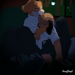 anthro black_nose blush clothed clothing collared_shirt converse_shoes drowsypupy duo eyes_closed floppy_ears folded_ears footwear fur kemono lamp male male/male messenger_bag multicolored_body multicolored_fur school_uniform shirt shoes sleeping slightly_chubby slightly_chubby_anthro slim slim_anthro slim_male sneakers topwear two_tone_body two_tone_fur uniform untucked_shirt drowsypuppy chuck_taylor_all_stars converse smell_(mucknagabe) joseph_(mucknagabe) noi_(mucknagabe) border_collie canid canine canis collie domestic_dog herding_dog mammal pastoral_dog sheepdog 1:1 absurd_res hi_res