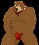 anthro biceps briefs bulge clothed clothing collar flexing fluffy fur kerchief male muscular muscular_anthro muscular_male simple_background slightly_chubby smile solo spikes text transparent_background underwear conditional_dnp notkastar tekken kuma_(tekken) bear mammal 2019 alpha_channel digital_media_(artwork) english_text signature