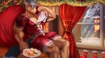 abs anthro bulge cookie detailed_bulge food genital_outline holidays male muscular muscular_anthro muscular_male pecs penis_outline solo itann christmas tida equid equine horse mammal pony hi_res