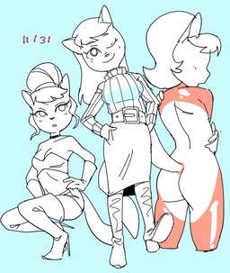 anthro belt boots bottomwear breasts butt cleavage clothed clothing crouching female footwear high_heeled_boots high_heels legwear multiple_poses one_eye_closed pose shoes skirt solo sweater tail thigh_boots thigh_highs topwear wink dbaru nickelodeon t.u.f.f._puppy kitty_katswell domestic_cat felid feline felis mammal 2026 hi_res
