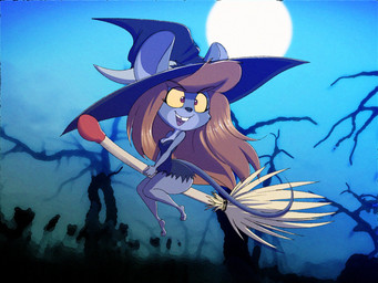 anthro barefoot big_butt black_clothing black_dress breasts broom broom_riding butt cleaning_tool cleavage clothed clothed_anthro clothed_female clothing dress ears_through_headwear feet female fur grey_body grey_fur hair hat headgear headwear long_hair matchstick micro orange_hair red_eyes solo tail thick_thighs witch_costume witch_hat yellow_sclera dracojeff drayjay mammal mouse murid murine rodent 2018 4:3 absurd_res hi_res