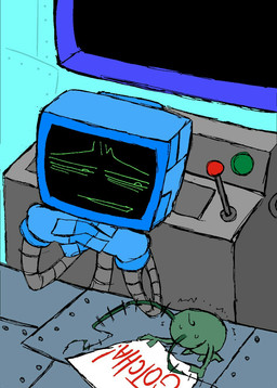 duo female for_a_head laboratory machine male paper screen screen_face isakiv nickelodeon spongebob_squarepants karen_plankton sheldon_j._plankton aquatic object_head plankton_(species) robot screen_head hi_res