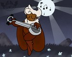 ambiguous_gender anthro banjo_(instrument) big_wings biped brown_body brown_fur brown_wings eyes_closed flower fur grass hair holding_banjo moon musical_instrument musical_note musical_symbol neck_tuft night plant plucked_string_instrument sky solo star starry_sky string_instrument symbol tuft white_body white_fur white_hair wings apollysabyss arthropod insect lepidopteran moth 2021 dated signature