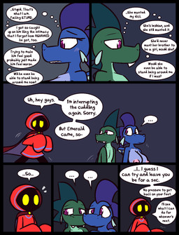 after_sex big_breasts black_body blue_body blue_clothing blue_hood blue_robe blue_scales blush breasts cape clothing cute_fangs duo ellipsis eyes_closed fangs female frown green_hair group hair intraspecies long_sleeves looking_down male mouthless nipples no_pupils nude orientation_play pink_nipples profanity pupils purple_eyes purple_pupils red_cape red_clothing red_hood red_robe robe sad scales stated_sexuality teeth text thought_bubble trio yellow_eyes ultilix european_mythology mythology emerald_(ultilix) leo_the_magician ruby_(ultilix) dragon mythological_creature mythological_scalie scalie shadow_creature western_dragon 2026 comic english_text hi_res brother_(lore) brother_and_sister_(lore) incest_(lore) sibling_(lore) sister_(lore)