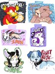 anthro blood bodily_fluids female glamfur horn solo tail zeriara chival_(character) fightbite canid canine canis domestic_dog husky mammal nordic_sled_dog pit_bull spitz 2006 character_badge_(artwork) marker_(artwork) multiple_images traditional_media_(artwork)