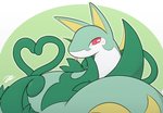 ambiguous_gender blep blush feral forked_tongue gesture green_outline heart_symbol looking_at_viewer outline red_eyes simple_background smile solo tail tail_gesture tail_heart tongue tongue_out delta-eon nintendo pokemon generation_5_pokemon pokemon_(species) reptile scalie serperior 2020 signature