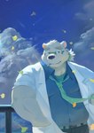 anthro bottomwear clothing cloud kemono male necktie overweight overweight_male pants shirt smoking solo topwear panda_inn1 lifewonders tokyo_afterschool_summoners leib_(tas) bear mammal polar_bear ursine 2023 absurd_res hi_res