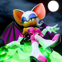 anthro big_breasts blue_eyeshadow bodysuit breasts cleavage clothed clothing eyeshadow female full_moon green_eyes hair looking_at_viewer makeup master_emerald moon outside skinsuit smile tight_clothing white_hair wings hunicrio sega sonic_the_hedgehog_(series) rouge_the_bat bat mammal 1:1 3d_(artwork) absurd_res digital_media_(artwork) hi_res