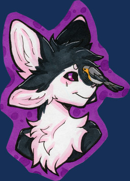 4_ears ambiguous_gender anthro beak biped black_background black_body black_feathers black_fur black_hair black_sclera blush cheek_tuft chest_tuft claws closed_smile countershade_face countershade_torso countershading duo extreme_size_difference facial_tuft feathered_wings feathers feet feral folded_wings fur grey_beak grey_body grey_feathers grey_wings hair inner_ear_fluff larger_anthro looking_at_another markings mouth_closed multi_ear multicolored_body neck_tuft nude orange_body orange_feathers orange_markings pattern_background purple_background purple_eyes side_view simple_background size_difference smaller_feral smile standing tail toes transparent_background tuft tufted_fur white_body white_feathers white_fur wings anonymous_artist fyr_(fenrir784) avali avian bird oscine passerine robin_(bird) 2023 absurd_res alpha_channel bust_portrait colored headshot_portrait hi_res marker_(artwork) portrait shaded simple_shading traditional_media_(artwork) maleherm_(lore)