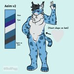 4_toes 5_fingers anthro arrow_sign belly black_ear_tips black_hair blue_body blue_eyes blue_fur blue_nose chest_tuft dipstick_ears ear_markings ear_tuft eyebrow_through_hair eyebrows feet fingers fur hair half-closed_eyes hand_on_hip heart_symbol inner_ear_fluff long_tail looking_at_viewer male markings multicolored_body multicolored_ears multicolored_fur narrowed_eyes navel neck_tuft pecs raised_arm short_hair simple_background slightly_chubby slightly_chubby_anthro slightly_chubby_male solo spots spotted_body spotted_fur standing tail text thin_eyebrows toes translucent translucent_hair tuft white_body white_fur white_inner_ear white_inner_ear_fluff skullfugg aeim felid feline lynx mammal 2024 artist_name colored digital_drawing_(artwork) digital_media_(artwork) english_text hi_res model_sheet