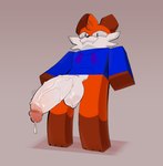 anthro big_penis blue_clothing blue_hoodie blue_topwear bodily_fluids bottomless canid canine clothed clothing cum cum_drip dripping fox fur genital_fluids genitals hi_res hoodie hoodie_only huge_penis humanoid_genitalia humanoid_penis looking_at_viewer male mammal orange_body orange_fur penis roblox solo soups_(superiorfox) tacogatooooo topwear topwear_only vein veiny_penis what