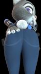 anthro butt butt_grab clothing female fur grey_body grey_fur hand_on_butt police purple_eyes smile smirk solo sasha_acoiners splatypi disney zootopia judy_hopps lagomorph leporid mammal rabbit 2016 3d_(artwork) 9:16 alpha_channel digital_media_(artwork) hi_res