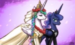 2013 blue_eyes blue_hair clothing crown duo edit equine eyes_closed female feral flower friendship_is_magic hair horn horse john_joseco lesbian mammal monochrome multi-colored_hair my_little_pony pony princess_celestia_(mlp) princess_luna_(mlp) smile unicorn wedding winged_unicorn wings
Rating: Safe
Score: 19
User: Robinebra
Date: August 18, 2013