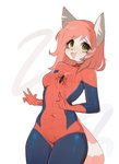 anthro blush breasts clothed clothing cute_fangs fangs female green_eyes open_mouth solo teeth fredek666 marvel spider-man_(series) rikki canid canine canis hybrid mammal procyonid raccoon wolf digital_media_(artwork) hi_res shaded