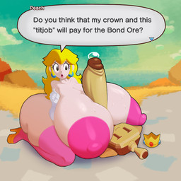 5_fingers areola armwear big_areola big_breasts big_butt big_nipples big_penis black_eyes black_text blonde_hair blue_ear_ring bodily_fluids breast_play breasts brown_body brown_glans brown_penis butt clothing crown dialogue duo elbow_gloves erection eyelashes female female_human female_on_humanoid fingers genital_fluids genitals glans glistening glistening_areola glistening_bodily_fluids glistening_breasts glistening_genital_fluids glistening_genitalia glistening_glans glistening_nipples glistening_penis glistening_precum gloves hair half-closed_eyes handwear headgear huge_areola huge_breasts huge_butt huge_penis human_on_humanoid humanoid_genitalia humanoid_penis hyper hyper_areola hyper_breasts hyper_genitalia hyper_penis interspecies kneeling larger_female larger_human leaking_precum lips looking_at_another's_genitalia looking_at_another's_penis looking_at_genitalia looking_at_penis lying male male/female male_humanoid male_on_human narrowed_eyes nipples not_furry on_back on_ground open_mouth outside outside_sex penis penis_between_breasts pink_areola pink_lips pink_nipples pink_tongue precum precum_from_penis question_mark quotation_marks sex size_difference small_but_hung smaller_humanoid smaller_male smile speech_bubble sweat sweaty_breasts text titfuck tongue white_armwear white_clothing white_elbow_gloves white_gloves white_handwear white_sclera white_speech_bubble white_text anonsprite mario_and_luigi:_brothership mario_and_luigi_(series) mario_bros nintendo princess_peach animate_inanimate concordian human humanoid mammal 1:1 2025 digital_media_(artwork) english_text shaded