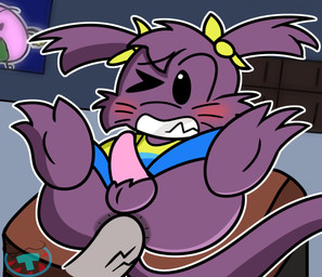 3_toes anal anal_penetration anthro anus balls black_eyes blue_bottomwear blue_clothing blue_skirt blue_wall bottomwear box cheek_tuft chest_gem clenched_teeth clothed clothed_anthro clothed_male clothed_sex clothing container disembodied_penis duo ear_bow ear_tuft eyebrow_through_hair eyebrows facial_tuft fangs feet fur gem genitals grey_penis hair interspecies light logo long_tail lying male male/male male_anthro male_humanoid male_penetrated male_penetrating male_penetrating_male markings noseless on_back on_box one_eye_closed outline penetration penile penile_penetration penis penis_in_ass pink_penis poster_(object) purple_anus purple_balls purple_body purple_fur purple_hair purple_tail purple_tail_tuft sapphire_(gem) sex shirt short_hair skirt solo_focus tail tail_tuft teeth toes topwear translucent translucent_hair tuft wall_(structure) whisker_markings white_outline yellow_bow yellow_clothing yellow_shirt yellow_topwear mintytempest kappa_mikey guano_(kappa_mikey) humanoid mammal unknown_species 2017 artist_logo colored digital_drawing_(artwork) digital_media_(artwork) english_description lighting shaded