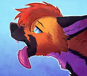 bodily_fluids fangs feral hypnosis male mind_control open_mouth orange_body saliva solo teeth tongue yellow_body pumaparlor thunder_fox canid canine fox hybrid mammal maned_wolf