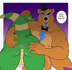 2022 alligator alligatorid animal_humanoid anthro anthro_focus anthro_on_anthro anus anus_focus anus_outline artist_name backsack balls barazoku barely_visible_balls barely_visible_genitalia barely_visible_penis bear biceps big_penis black_nose body_fur bodypaint bow_tie bright_pupils butt butt_focus butt_grab claws clothing crocodile crocodilian crocodylid digital_drawing_(artwork) digital_media_(artwork) duo duo_focus ear_piercing ear_ring english_text exposed_ass eyewear face_paint fangs finger_claws five_nights_at_freddy's five_nights_at_freddy's:_security_breach flaccid foreskin fur furry_male genitals glamrock_freddy glasses green_body green_skin group hair hand_on_another's_butt hand_on_butt hat headgear headwear humanoid humanoid_genitalia humanoid_penis imminent_anal imminent_sex inviting_to_sex kneeling long_foreskin looking_at_viewer looking_back looking_back_at_viewer male male/male mammal mammal_humanoid mohawk montgomery_gator mr_ultra multicolored_body multicolored_skin muscular muscular_anthro muscular_arms muscular_male nipples nude nude_male ochre_fur open_mouth open_smile orange_body orange_fur orange_hair pecs penis perineum piercing presenting presenting_anus presenting_hindquarters purple_background red_eyes reptile reptile_humanoid ring_piercing scales scalie scalie_humanoid scottgames sharp_teeth simple_background smile smiley_face smiling_at_viewer speech_bubble star_glasses steel_wool_studios stretched_anus sunglasses talking_to_viewer teeth text thick_thighs top_hat tusks two_tone_body two_tone_skin two_tone_tail unretracted_foreskin ursid_humanoid vein veiny_penis