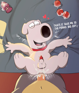 3_toes anal anal_beads anal_penetration animal_genitalia animal_penis anthro anthro_penetrated balls bed bedding bedroom bodily_fluids breath buttplug canine_genitalia canine_penis collar cum cum_in_ass cum_inside cum_splatter dialogue dirty_talk dominant duo feet first_person_view fur furniture genital_fluids genitals grabbing_sheets half-closed_eyes heart_symbol larger_dom larger_male legs_up lying male male/male male_penetrated male_penetrating male_penetrating_male moan motion_lines narrowed_eyes navel on_back on_bed open_mouth penetration penis penis_size_difference plug_(sex_toy) red_collar red_penis sex sex_toy sex_toy_background size_difference smaller_male soles text throbbing throbbing_penis toes tongue white_body white_fur magzol family_guy brian_griffin bird_dog canid canine canis domestic_dog hunting_dog labrador mammal retriever absurd_res english_text hi_res