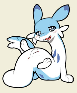 3_toes anus bedroom_eyes blue_body blue_ears blue_eyes blue_fur blue_markings blue_tail blush blush_lines cheek_tuft ear_markings facial_tuft feathers feet female female_feral feral front_view fur fur_tuft genitals grey_background happy humanoid_genitalia humanoid_vulva iris long_body long_tail looking_at_viewer lying markings multicolored_body multicolored_fur narrowed_eyes on_back open_mouth open_smile paws pink_anus pink_tongue pink_vulva presenting presenting_vulva pupils quadruped seductive simple_background smile snout solo tail teeth three-quarter_view toes tongue tuft two_tone_body two_tone_fur two_tone_tail vulva white_body white_fur white_pupils white_tail itsunknownanon mythology palworld pocketpair chillet dragon feathered_dragon feathered_scalie mythological_creature mythological_scalie pal_(species) scalie 2024 5:6 digital_media_(artwork) full-length_portrait hi_res portrait