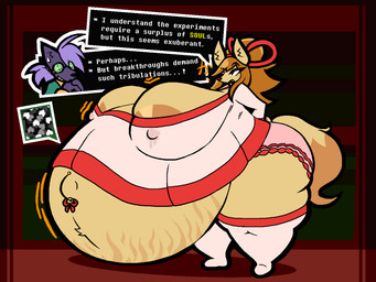 accessory anthro areola asian_clothing big_areola big_breasts big_butt bodily_fluids breasts butt clothing dialogue duo eyewear female fur glasses hair hair_accessory hair_tie huge_areola huge_butt hyper hyper_areola hyper_butt hyper_pregnancy lactating lactating_through_clothing male nipple_outline orange_hair panties pregnant pregnant_female purple_body purple_fur purple_hair scientific_experiment stretch_marks tail text underwear wet wet_clothing white_clothing honeyswells undertale_(series) undertale_yellow ceroba_ketsukane chujin_ketsukane canid canine fox mammal english_text