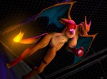 anthro areola big_breasts boxing_gloves breasts clothing dutch_angle featureless_crotch female fighting_ring fire flaming_tail handwear membrane_(anatomy) membranous_wings nipples non-mammal_breasts non-mammal_nipples orange_body solo tail wings isisazza mythology nintendo pokemon charizard dragon generation_1_pokemon mythological_creature mythological_scalie pokemon_(species) scalie 3d_(artwork) digital_media_(artwork)