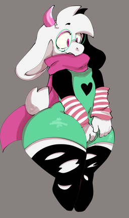 absolute_territory anthro armwear big_butt black_clothing black_legwear black_robe black_stockings butt clothing femboy fur green_clothing green_robe grey_background grey_inner_ear hair hands_together heart_pattern horn huge_butt huge_hips huge_thighs legwear looking_down male pattern_armwear pattern_clothing pink_armwear pink_clothing pink_eyes pink_horn pink_scarf pupils robe scarf short_tail simple_background solo stockings striped_armwear striped_clothing stripes tail thick_thighs torn_clothing torn_legwear torn_stockings white_armwear white_body white_clothing white_fur white_hair wide_hips jazzymazzy deltarune undertale_(series) ralsei bovid caprine goat mammal hi_res