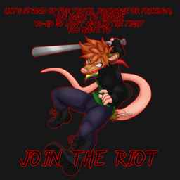 anarchy_symbol angry anthro baseball_bat bat_(object) blue_eyes boots bottomwear brown_body brown_eyes brown_fur brown_markings clothed clothing denim denim_bottomwear denim_clothing dynamic fingerless_gloves footwear fur gloves hair handwear heterochromia jacket jeans kerchief leather leather_clothing leather_jacket leather_topwear lgbt_pride lyrics male markings multicolored_kerchief orange_body orange_fur orange_hair pants political_cartoon politics pride_colors rainbow_kerchief rainbow_pride_colors shirt shoes solo t-shirt text topwear conditional_dnp zer0rebel4 discord_(app) telegram timothy_(zer0rebel4) american_opossum mammal marsupial 1:1 absurd_res english_text hi_res