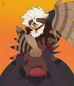 anal anal_penetration animal_genitalia animal_penis anthro anus arm_warmers armpit_fetish armpit_play armwear balls beak big_balls big_penis butt canine_genitalia canine_penis claws clothing collar cowgirl_position duo erection feathers femboy food from_front_position genitals hand_on_butt hand_on_hip hand_on_leg hand_on_thigh legwear licking licking_lips looking_down lying male male/male muscular on_back on_bottom on_top penetration penile penile_penetration penis penis_tip sex sheath spread_butt spreading tail thigh_highs tongue tongue_out transformation cutefckngbunny nintendo pokemon ceilo_(wafflezcol) avian bird food_creature generation_5_pokemon owl pokemon_(species) pulsatrix spectacled_owl true_owl zoroark absurd_res hi_res