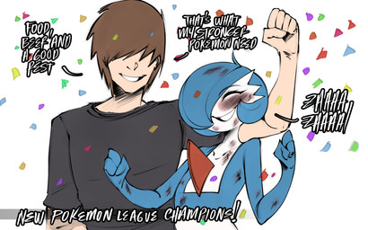 5_fingers blush blush_lines clothing duo eyebrows fingers hair male shirt smile text topwear gonzalo_costa saltyxodium third-party_edit nintendo pokemon gardevoir generation_3_pokemon human humanoid mammal pokemon_(species) shiny_pokemon 2026 absurd_res color_edit colored english_text hi_res