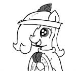 clothing earth_pony emerald_jewel_(colt_quest) equid equine fan_character feathers feral ficficponyfic hasbro horse male mammal monochrome my_little_pony pony simple_background smile solo young young_feral young_male