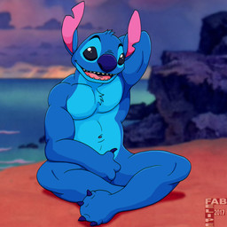 4_toes anthro anthrofied beach biped black_eyes blue_body blue_claws blue_fur blue_nose chest_tuft claws covering covering_crotch covering_self crossed_legs feet fur hand_behind_head head_tuft looking_at_viewer male navel notched_ear nude open_mouth open_smile screencap screencap_background seaside sitting smile solo toe_claws toes tuft fabfelipe disney lilo_and_stitch stitch_(lilo_and_stitch) alien experiment_(lilo_and_stitch) 1:1 2017 chromatic_aberration digital_drawing_(artwork) digital_media_(artwork) hi_res