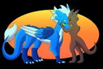 anthro duo feathered_wings feathers female feral fur male male/female simple_background smile standing tail wings aurorafang mythology pooky_(pooky's_goodra) raio dragon furred_dragon furred_scalie kobold mythological_creature mythological_scalie scalie 3:2 alpha_channel hi_res