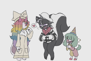 confession female group male trio lanfreez charlie_(lanfreez) melanie_(lanfreez) pepe_(lanfreez) canid canine felid feline mammal mephitid skunk hi_res