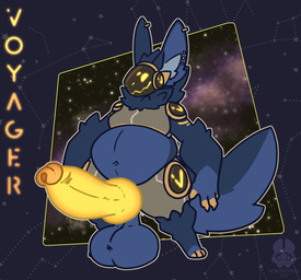 3_toes anthro balls belly big_balls big_belly big_penis blue_body blue_fur cybernetic_face cybernetics ear_piercing erection feet finger_markings fingers fur genitals glans glowing glowing_genitalia glowing_penis huge_balls huge_penis humanoid_genitalia humanoid_penis hybrid_genitalia hybrid_penis hyper hyper_balls hyper_genitalia hyper_penis knot knotted_humanoid_penis knotted_penis machine male markings navel neck_tuft nude overweight overweight_anthro overweight_male penis piercing saggy_balls screen screen_face smile solo toe_markings toes tuft yellow_markings kokoro-doll voyager_(kokoro-doll) mammal protogen robot 2021 digital_media_(artwork) hi_res