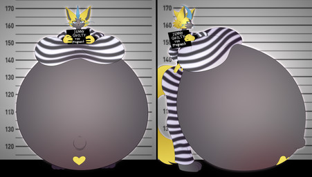 anthro belly big_belly big_breasts breasts female huge_belly huge_breasts hyper hyper_belly hyper_breasts hyper_pregnancy pregnant pregnant_anthro pregnant_female solo text bertyborts nintendo pokemon jenny_(youngsky) generation_7_pokemon legendary_pokemon pokemon_(species) zeraora 2026 english_text hi_res