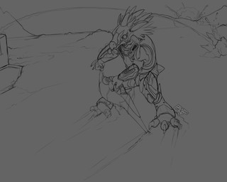 3_fingers 3_toes action_scene anthro armor barefoot digitigrade energy_blade energy_sword energy_weapon explosion face_covered feather_hair feathered_crest feathers feet fingers fist full_armor head_crest headgear helmet holding_melee_weapon holding_object holding_sword holding_weapon male melee_weapon missile pseudo_hair rocket scratches short_tail sliding smoke_trail solo spurs_(anatomy) sword tail toes weapon wrist_blade benji_(artist) halo_(series) microsoft xbox_game_studios alien avian kig-yar scalie t'vaoan hi_res monochrome