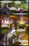 anthro armor black_nose brown_hair canid canine canis clothed clothing comic digital_media_(artwork) duo english_text fur green_eyes grey_body grey_fur grey_hair hair hi_res human male mammal open_mouth shaded text wolf ziggie13